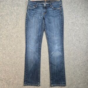7 For All Mankind Roxanne Jeans Womens 28 Denim Blue Straight Leg Dark Wash Fade